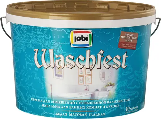 Jobi Waschfest краска для помещений с повышенной влажностью акриловая (10 л) белая база A морозостойкая
