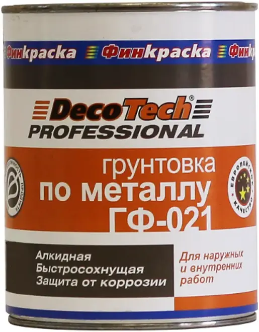Decotech Professional ГФ-021 алкидная быстросохнущая грунтовка по металлу (800 мл) коричневая