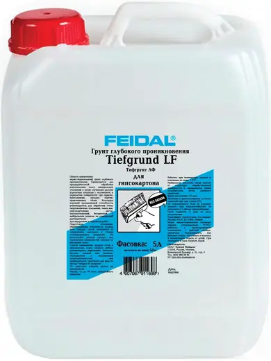 Feidal Tiefgrund LF грунтовка для гипсокартона глубокопроникающая укрепляющая (5 л) морозостойкая