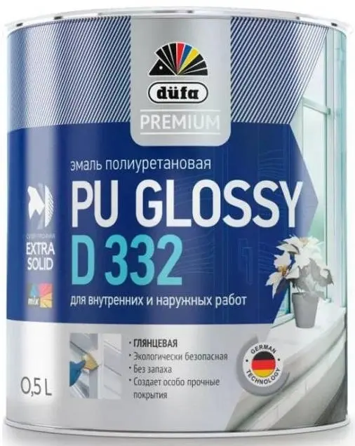 Dufa Premium PU Glossy D 332 эмаль полиуретановая для внутренних и наружных работ (500 мл) белая