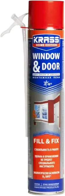 Krass Home Edition монтажная пена для окон и дверей (750 мл) пистолетная