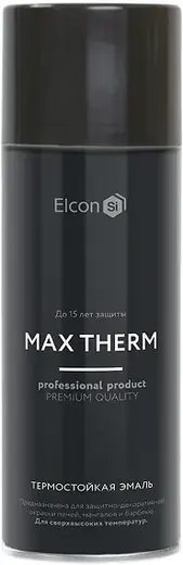 Elcon Max Therm термостойкая эмаль (520 мл) черная (термостойкость 1000 °C)