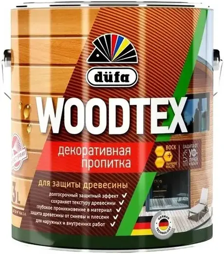 Dufa Woodtex декоративная пропитка для защиты древесины (3 л) дуб