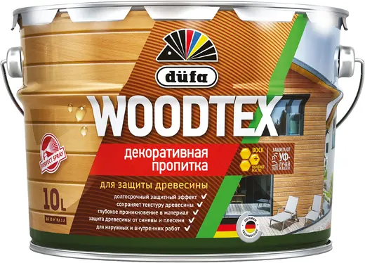 Dufa Woodtex декоративная пропитка для защиты древесины (10 л) белая