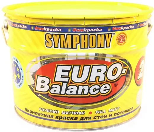 Финкраска Симфония Euro-Balance 2 акрилатная краска для стен и потолков (3 л пластик) ослепительно-белая