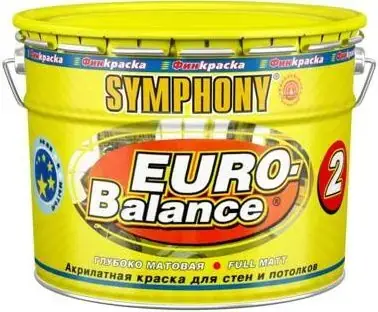 Финкраска Симфония Euro-Balance 2 акрилатная краска для стен и потолков (10 л пластик) ослепительно-белая