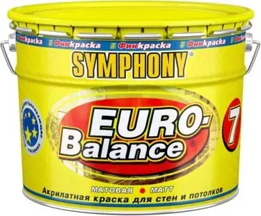 Финкраска Симфония Euro-Balance 7 акрилатная краска для стен и потолков (10 л пластик) белая