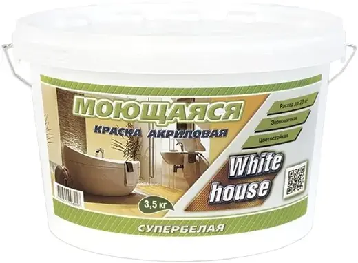White House краска акриловая моющаяся воднодисперсионная (3.5 кг) супербелая