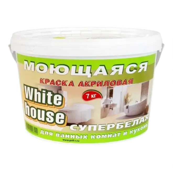 White House краска акриловая моющаяся воднодисперсионная (7 кг) супербелая