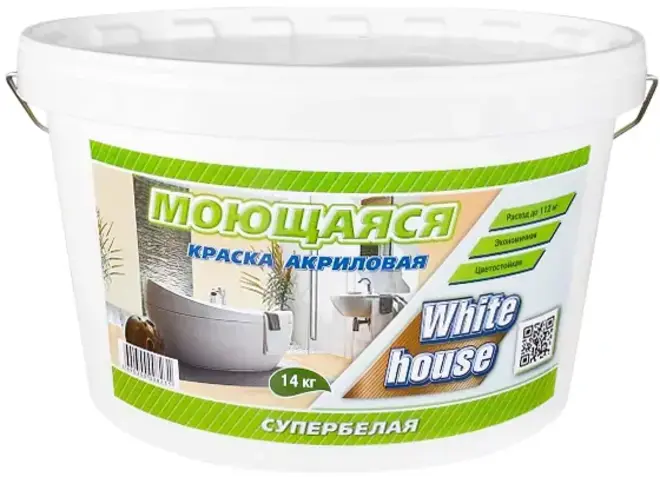 White House краска акриловая моющаяся воднодисперсионная (14 кг) супербелая
