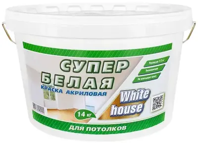 White House Супербелая краска акриловая для потолков (14 кг) супербелая