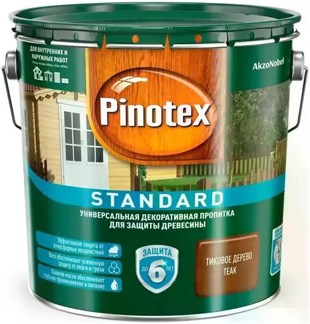 Пинотекс Omnitex Standard универсальная декоративная пропитка для защиты древесины (900 мл) красное дерево