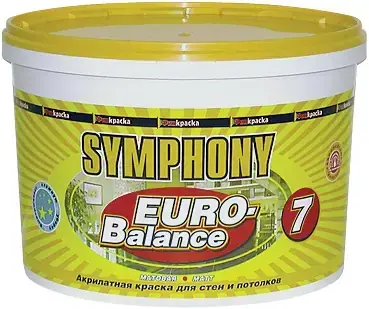 Финкраска Симфония Euro-Balance 7 акрилатная краска для стен и потолков (3 л пластик) белая