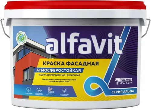 Алфавит краска акриловая фасадная водно-дисперсионная (40 кг) белая