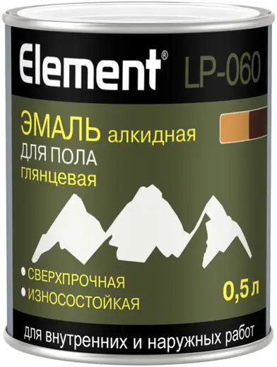Alpa Element LP-060 эмаль алкидная для пола глянцевая сверхпрочная износостойкая (500 мл) золотисто-коричневая
