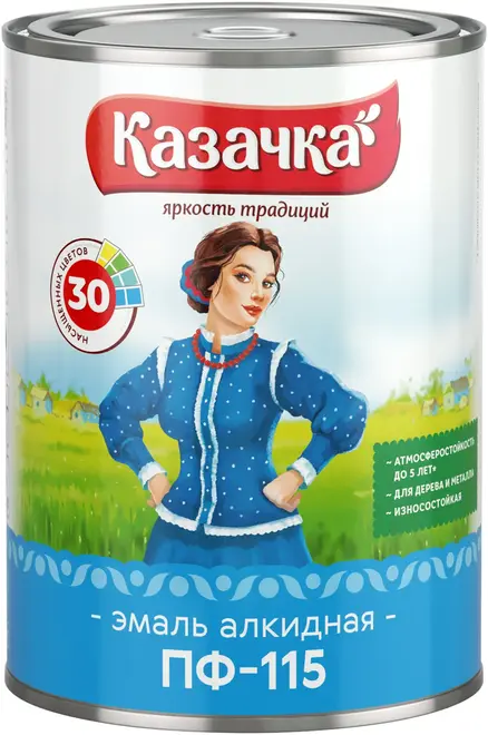 Казачка ПФ-115 эмаль алкидная (1.9 кг) зеленая