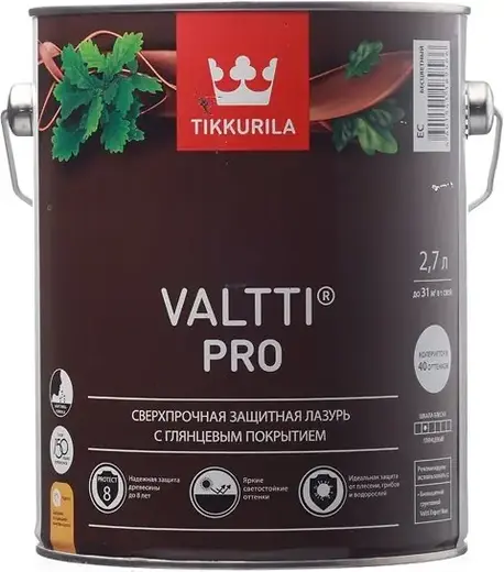 Тиккурила Valtti Pro сверхпрочная защитная лазурь с глянцевым покрытием (2.7 л ) тик