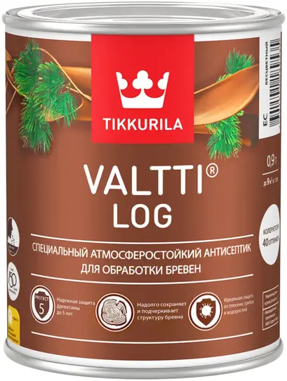 Тиккурила Tikkivala Valtti Log специальный атмосферостойкий антисептик для обработки бревен (900 мл) красное дерево