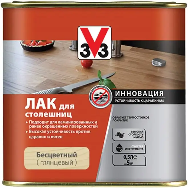 V33 лак для столешниц (500 мл) глянцевый