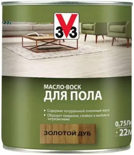 V33 масло-воск для пола (750 мл) золотой дуб