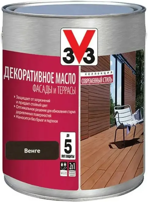 V33 Фасады и Террасы декоративное масло (2.5 л) венге