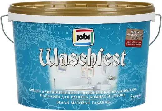 Jobi Waschfest краска для помещений с повышенной влажностью акриловая (5 л) белая база A морозостойкая