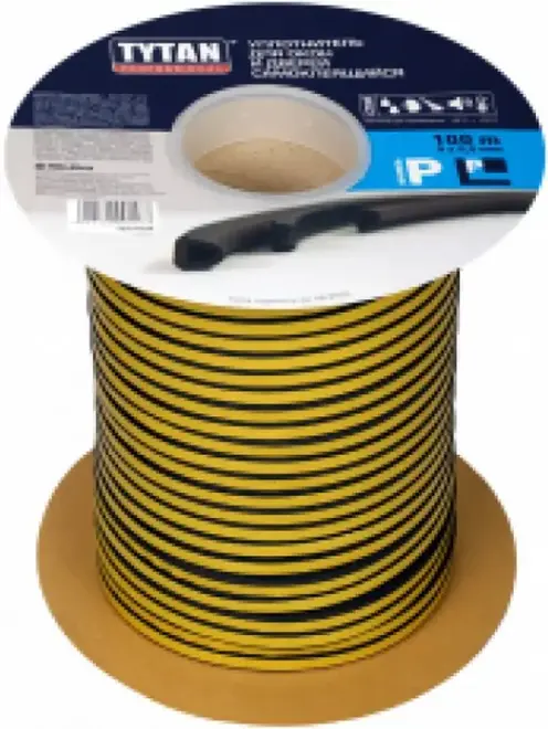 Титан Professional уплотнитель для окон и дверей самоклеящийся (9*100 м/7.5 мм) D-профиль белый