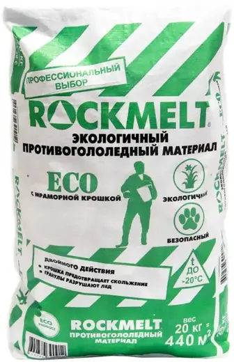 Rockmelt Eco экологичный противогололедный материал c мраморной крошкой (20 кг)