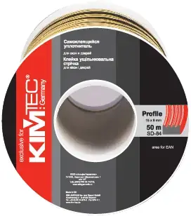 Kim Tec самоклеящийся уплотнитель для окон и дверей (15*50 м/8 мм) SD-84/4-профиль черный
