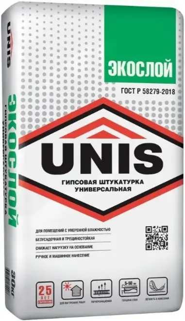 Юнис Экослой гипсовая штукатурка универсальная (30 кг)