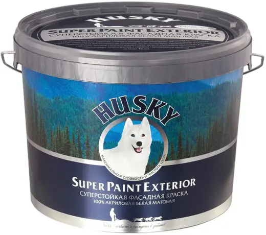 Хаски Super Paint Exterior суперстойкая фасадная краска 100% акриловая (10 л) белая