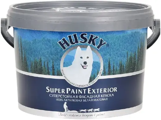 Хаски Super Paint Exterior суперстойкая фасадная краска 100% акриловая (2.5 л) белая