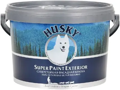 Хаски Super Paint Exterior суперстойкая фасадная краска 100% акриловая (2.5 л) белая