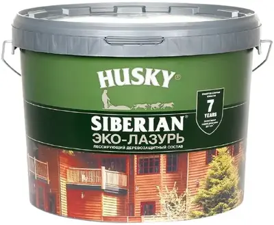 Хаски Siberian Эко-Лазурь лессирующий деревозащитный состав (9 л) светлый дуб