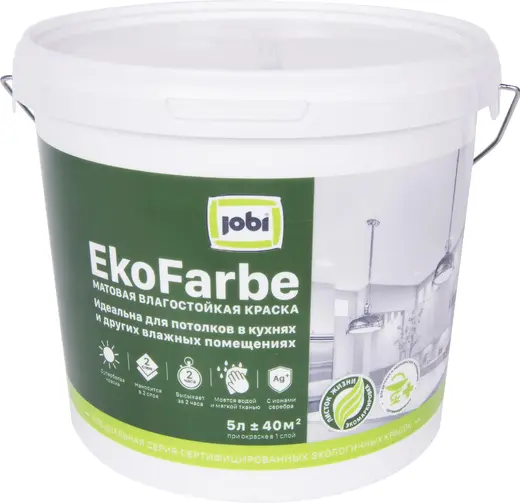 Jobi Ekofarbe экологичная краска влагостойкая акриловая (5 л) белая