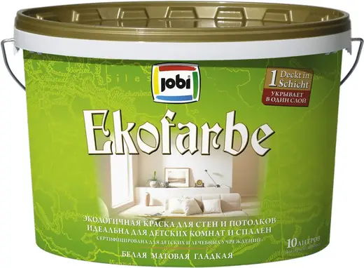 Jobi Ekofarbe экологичная краска влагостойкая акриловая (10 л) белая