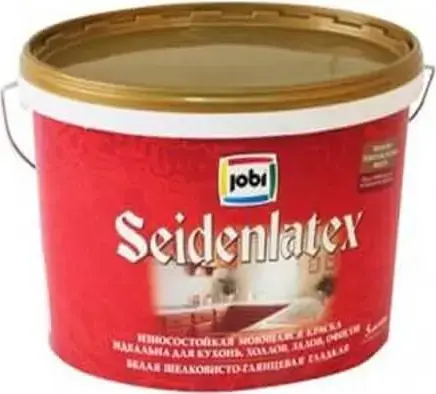 Jobi Seidenlatex износостойкая моющаяся краска шелковисто-глянцевая гладкая (5 л) белая