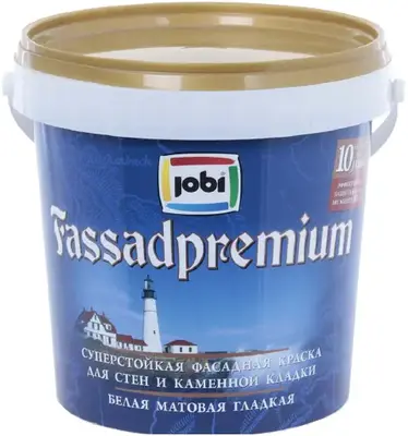 Jobi Fassadpremium суперстойкая краска для стен и каменной кладки акриловая (900 мл) белая база A неморозостойкая