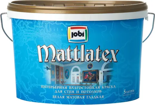 Jobi Mattlatex интерьерная влагостойкая краска латексная (5 л) белая неморозостойкая