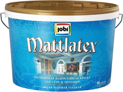 Jobi Mattlatex интерьерная влагостойкая краска латексная (10 л) белая база А гладкая морозостойкая -30°C