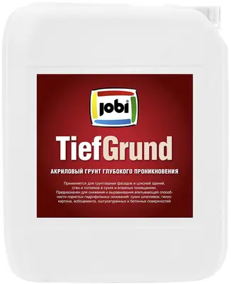 Jobi Tiefgrund акриловый грунт глубокого проникновения для стен и потолков (10 л) полупрозрачный неморозостойкий