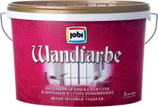 Jobi Wandfarbe интерьерная краска для стен и потолков акриловая (5 л) белая неморозостойкая