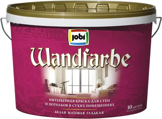 Jobi Wandfarbe интерьерная краска для стен и потолков акриловая (10 л) белая неморозостойкая