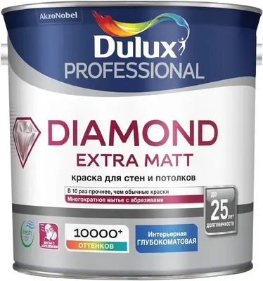 Dulux Luxium Professional Diamond Extra Matt износостойкая краска для стен и потолков (2.25 л) бесцветная