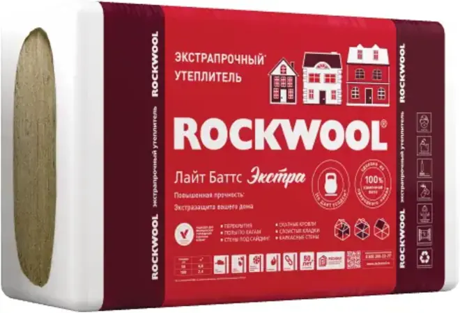 Rockwool Лайт Баттс Экстра экстрапрочный утеплитель (0.6*1 м/50 мм)