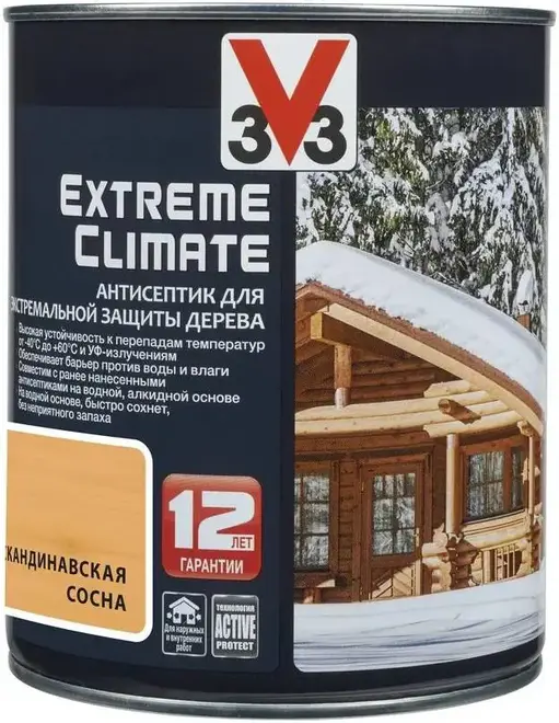 V33 Extreme Climate антисептик для экстремальной защиты дерева (900 мл) скандинавская сосна