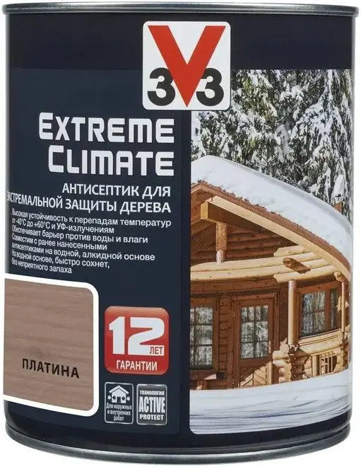 V33 Extreme Climate антисептик для экстремальной защиты дерева (900 мл) платина