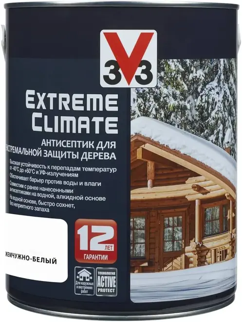 V33 Extreme Climate антисептик для экстремальной защиты дерева (2.5 л) жемчужно-белый
