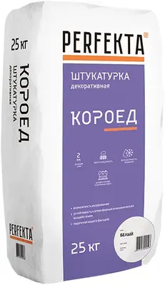 Perfekta штукатурка декоративная для ручного и машинного нанесения (25 кг) белая (1 мм) шуба
