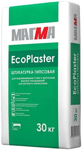 Магма EcoPlaster штукатурка гипсовая для выравнивания стен и потолков внутри (30 кг)